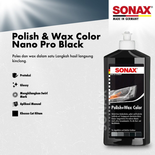 [EZR.0700455] SONAX Polish & Wax Color Nano Pro Black 250ml Pengkilap Mobil Hitam