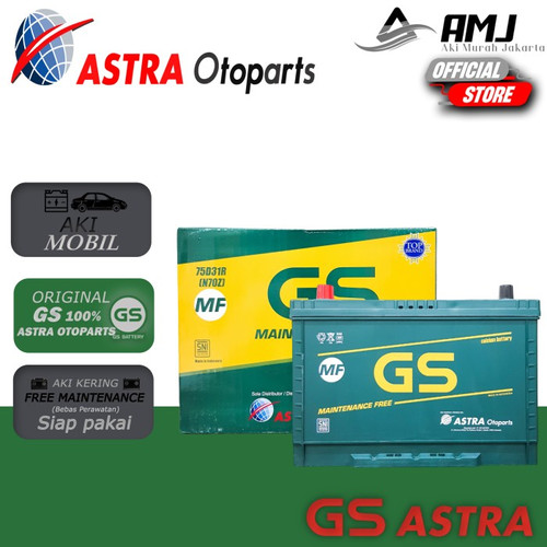 [EZR.0700537] Aki Mobil GS MF Astra Nissan Navara N70Z / 75D31R Aki Kering 12V / 75Ah