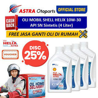 [EZR.3200017] Voucher Oli Mobil Shell Helix 10W-30 (4 Ltr)+ Free Ganti Oli di Tempat