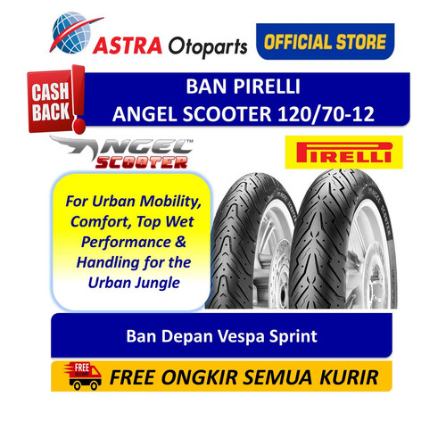 [EZR.3200184] PIRELLI Angel Scooter 120/70-12TL 51S (Depan) untuk semua tipe PIAGGIO