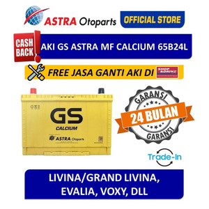 [EZR.3200378] Aki GS ASTRA MF Calcium 65B24L (Free Pemasangan Instan + Tukar Tambah)