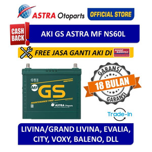 [EZR.3200379] Aki GS ASTRA MF NS60L (Free Pemasangan Instan + Tukar Tambah)