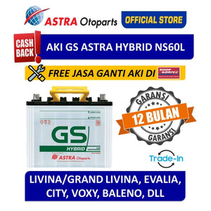 [EZR.3200383] Aki GS ASTRA Hybrid NS60L (Free Pemasangan Instan + Tukar Tambah)
