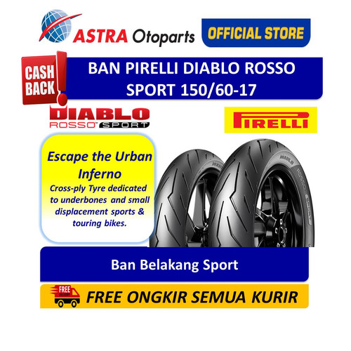 [EZR.3200802] Pirelli Diablo Rosso Sport 150/60-17M/CTL 66S (Belakang) (3614700)