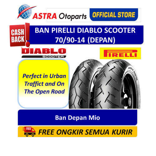 [EZR.3200850] Pirelli Diablo Scooter 70/90-14M/CTL 34S DScooF (Depan) (2581600)