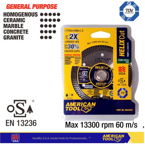 [EZM.2400022] Diamond Wheel American Tool 4" (105 x 1.2mm) HelixCut Mata Pisau Potong Kering 8959359