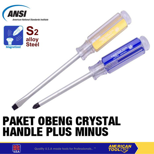 [EZM.2400163] American Tool Paket Obeng Crystal Handle PH3 & SL8 (S2) 200mm