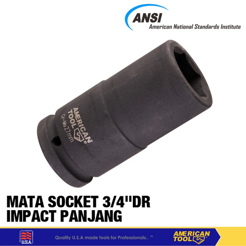[EZM.2400785] Mata socket 3/4"DR Impact panjang 30mm 6PT American Tool 8958104