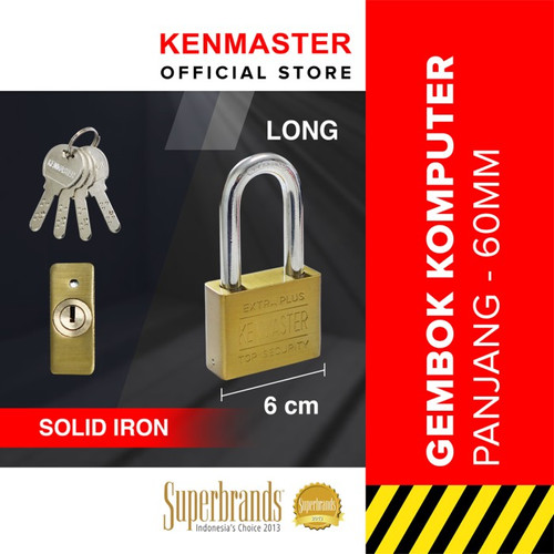 [EZM.2500033] Kenmaster Gembok Komputer Panjang 60MM CK-60L KEY L / Gembok Komputer Key Kuning / Gembok Leher Panjang / Gembok Anti Maling - GBCO014