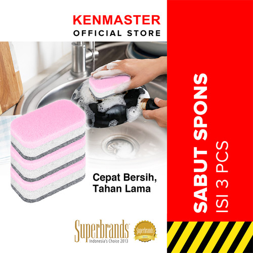 [EZM.2500038] Kenmaster Busa Scrub Cuci Piring KM - 93 ISI 3 PCS / Busa Spons Cuci Piring / Scrub Sponge / Sabut Spons - BUSA053