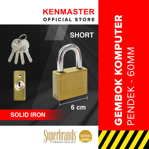 [EZM.2500044] Kenmaster Gembok Komputer Pendek 60MM CK-60S KEY S / Gembok Komputer Key Kuning / Gembok Leher Pendek / Gembok Anti Maling- GBCO011