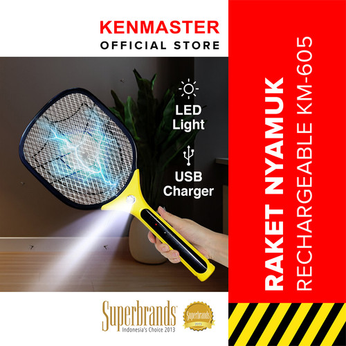 [EZM.2500075] Kenmaster Raket Nyamuk Charger KM-605 / Raket Serangga Rechargeable / Raket Lalat - Mosquito - Pembasmi Serangga - MOSQ030