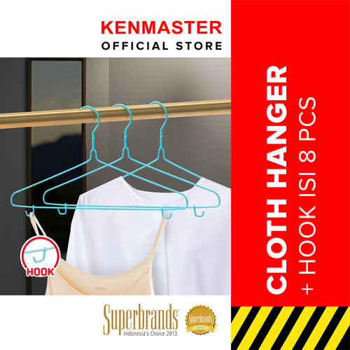 [EZM.2500086] Kenmaster Gantungan Baju + Hook isi 8 Pcs / Hanger KM-1668 Dengan Cantolan -1 Set - ISI 8 PCS - GANT098