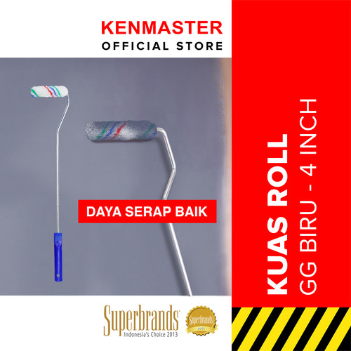 [EZM.2500097] Xander Roll Kapal Cat 4 Inch Gagang Biru Kuas Tembok Panjang Roll Kapal Bulu Cat Bulu Panjang