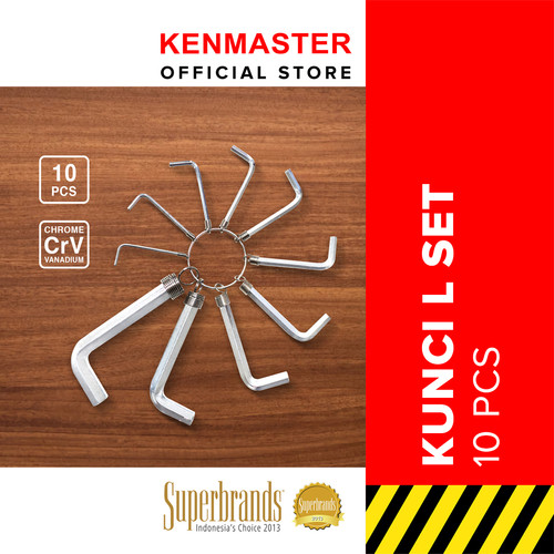 [EZM.2500101] Kenmaster Kunci L Chrome 10 Pcs / Set - KNCL001