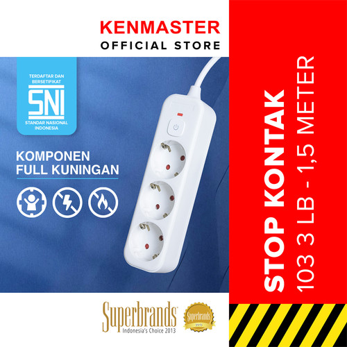 [EZM.2500163] Kenmaster Stop Kontak - 103 - 3 Lubang Overheat Stopkontak Colokan Listrik