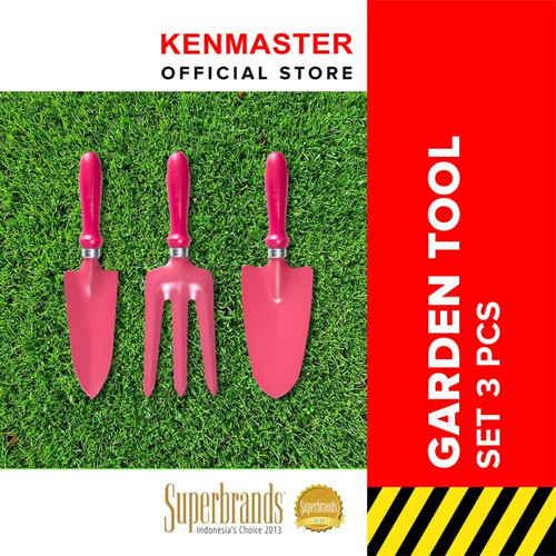 [EZM.2500228] Kenmaster Alat Kebun - Garden Tools 3 Pcs - Pink / Sekop Berkebun / Skop Berkebun / Garpu Berkebun / Garukan Berkebun / Alat Berkebun