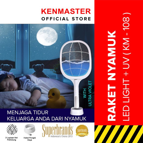 [EZM.2500234] Kenmaster Raket Nyamuk 2 IN KM-108 + Lampu LED + UV / Raket Serangga / Raket Lalat - Pembasmi Serangga - Mosquito - MOSQ028