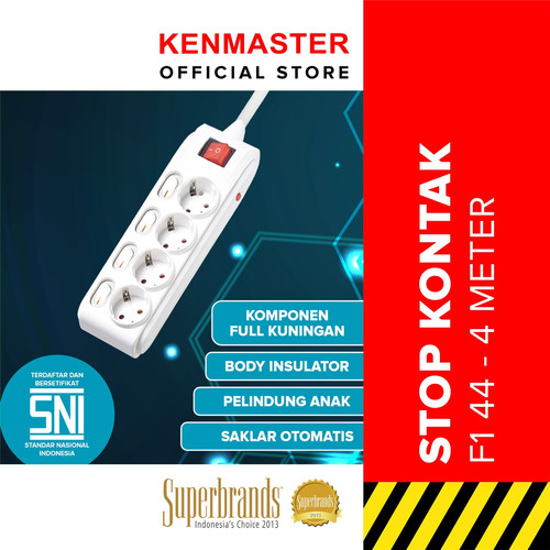 [EZM.2500295] Kenmaster Stop Kontak 4 Lubang F1-44 Switch 4M Stopkontak Colokan Listrik Colokan