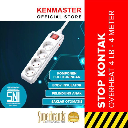 [EZM.2500320] Kenmaster Stop Kontak 4 Lubang Overheat SNI 4M Stopkontak Colokan Listrik Colokan