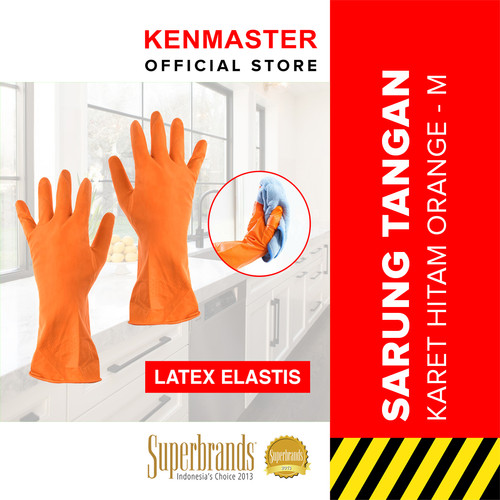 [EZM.2500374] Kenmaster Sarung Tangan Karet Orange M (1 pasang) - Sarung Tangan Cuci Piring Household Rubber Gloves Sarung Tangan Latex