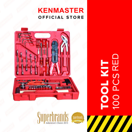 [EZM.2500435] Kenmaster Tool Kit Set 100 pcs N2 - RED / Kunci Sok Set / Kunci Peralatan / Toolkit Set / Tool Kit Perkakas / Tool Box / Toolbox - Kotak Peralatak