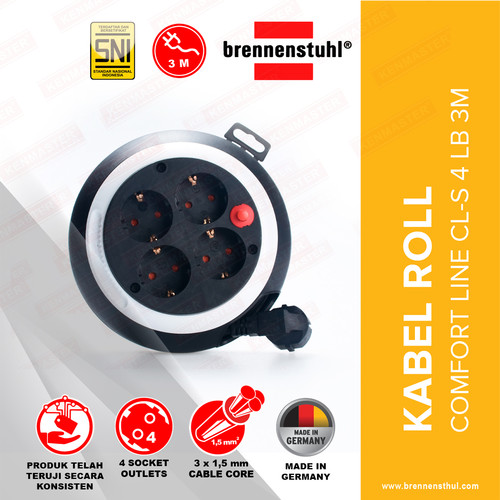 [EZM.2500516] Kabel Roll Brennenstuhl Comfort Line CL-S 4 Lubang 3 Meter - KBRL049