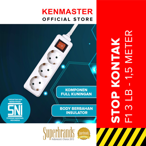 [EZM.2500525] Kenmaster Stop Kontak F1 3 Lubang Stopkontak Colokan Listrik Colokan