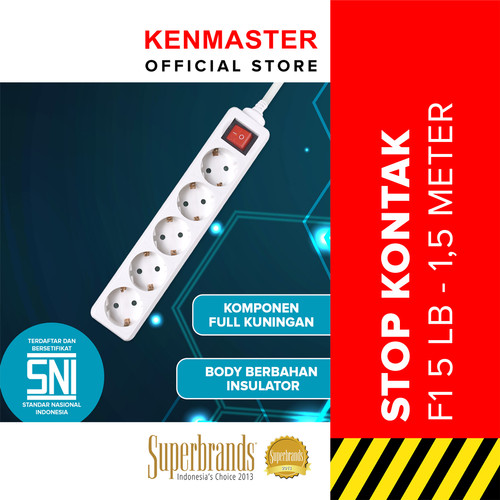 [EZM.2500526] Kenmaster Stop Kontak F1 - 5 Lubang F1 Stopkontak Colokan Listrik Colokan
