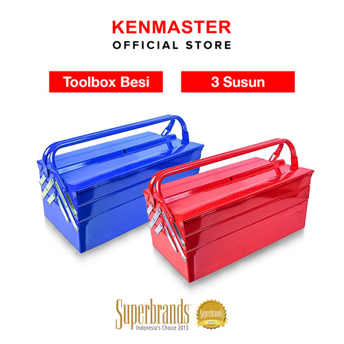 [EZM.2500554] Kenmaster Tool Box Besi 3 Susun Merah / Biru / Toolbox Besi / Tempat Penyimpanan Perkakas / Tempat Penyimpanan Multifungsi - Kotak Perkakas - Kotak Serbaguna - Kotak Peralatan