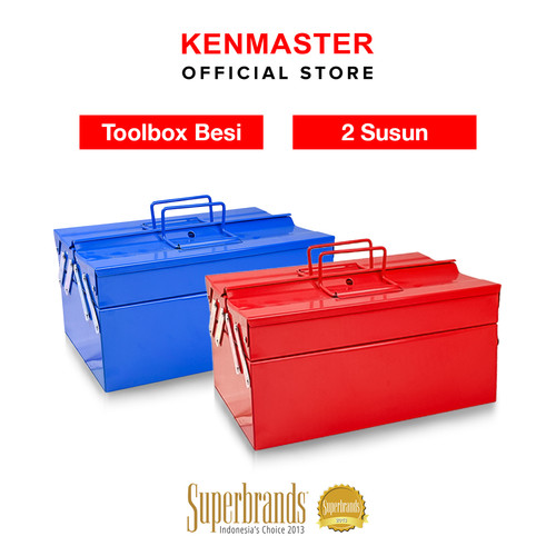 [EZM.2500556] Kenmaster Tool Box Besi 2 Susun Merah / Biru / Toolbox Besi / Tempat Penyimpanan Perkakas / Tempat Penyimpanan Multifungsi - Kotak Perkakas - Kotak Serbaguna - Kotak Peralatan