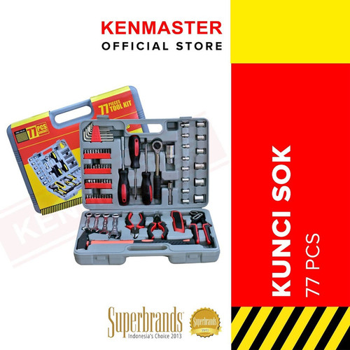 [EZM.2500562] Kenmaster Tool Kit Set 77 pcs - GREY / Kunci Sok Set / Kunci Peralatan / Toolkit Set / Tool Kit Perkakas / Tool Box / Toolbox - Kotak Peralatan