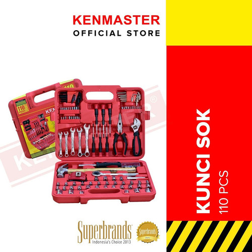 [EZM.2500563] Kenmaster Tool Kit Set 110 pcs - RED / Kunci Sok Set / Kunci Peralatan / Toolkit Set / Tool Kit Perkakas / Tool Box / Toolbox - Kotak Peralatan