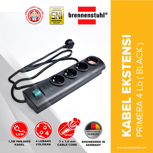 [EZM.2500571] Brennenstuhl Stop Kontak 4 Lubang Primera Line 1,5 Meter Putih / Stopkontak / Colokan Listrik / Terminal Listrik / Kabel Sambung / Colokan Sambung