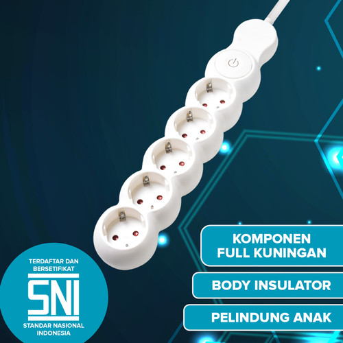 [EZM.2500615] Kenmaster Stop Kontak KC 3 4 5 Lubang Switch 1,5M KM (KTG POLY BAG) Stopkontak Colokan Listrik