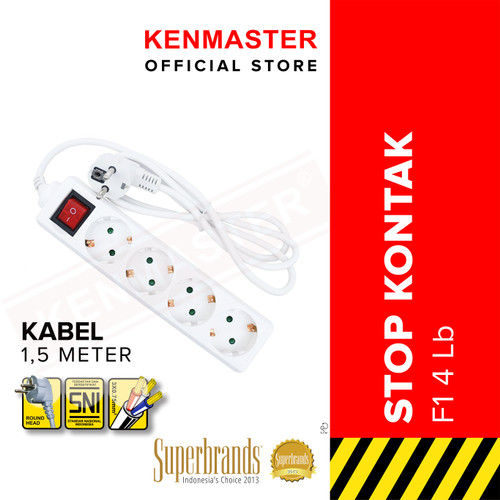 [EZM.2500617] Kenmaster Stop Kontak F1 - 4 Lubang Putih Stopkontak Colokan Listrik Colokan