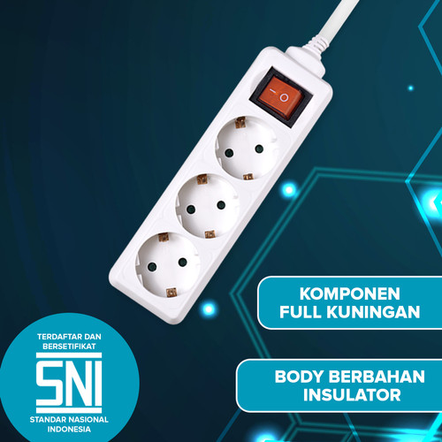 [EZM.2500618] Kenmaster Stop Kontak 1 - 6 Lubang F1 1,5M Stopkontak Colokan Listrik