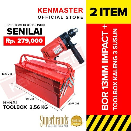 [EZM.2500645] Kenmaster Bor Impact 13MM8811 Profesional FREE Tool Box Besi CLEARANCE