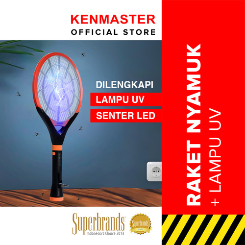 [EZM.2500694] Kenmaster Raket Nyamuk + Senter UV / Raket Serangga / Raket Lalat - Pembasmi Serangga - Mosquito Killer