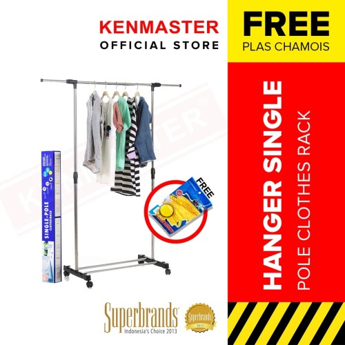 [EZM.2500697] Hanger Single Pole Clothes Rack 5804 - Gantungan Baju FREE Lap Chamois