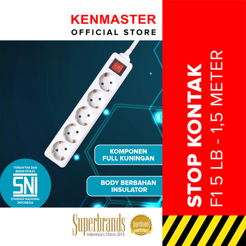 [EZM.2500713] Kenmaster Stop Kontak F1 - 5 Lubang Stopkontak Colokan Listrik Colokan 5 Lubang F1 Putih