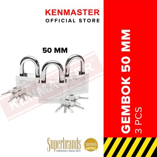 [EZM.2500830] Kenmaster Gembok Master Key 3 Pcs 50 MM Gembok Anti Maling Gembok Pagar Kunci Gembok