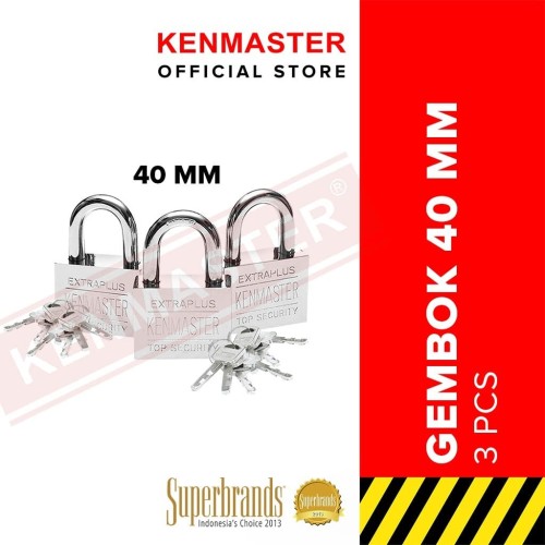 [EZM.2500831] Kenmaster Gembok Master Key 3 Pcs 40 MM Gembok Anti Maling Gembok Pagar Kunci Gembok