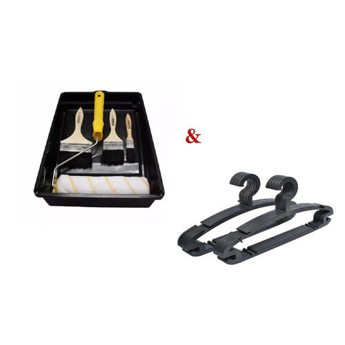[EZM.2500843] Kenmaster Hanger CSR Nakamate 20 set + Paint 25 set / Alat Cat / Alas Kuas Cat / Gantungan Baju / Jemuran Baju