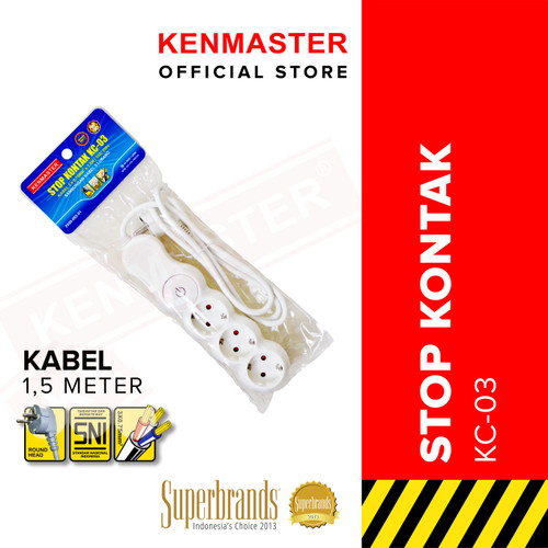 [EZM.2500970] Kenmaster Stop Kontak Stopkontak Colokan Listrik Colokan 3 Lubang KC-03 KM (KTG POLY BAG)