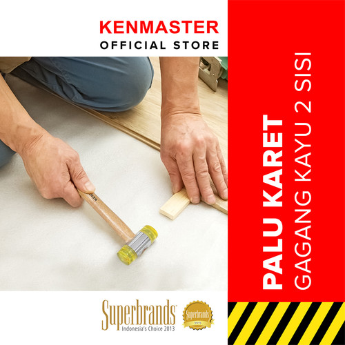 [EZM.2501014] Kenmaster Palu Karet 25mm Gagang Kayu Kuning 2 Sisi