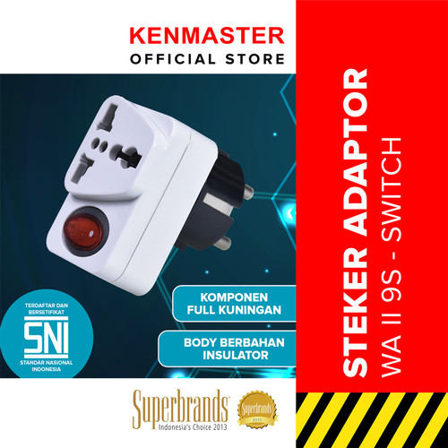 [EZM.2501048] Kenmaster Steker WA II 9 Switch On Off Putih / Colokan Listrik / Colokan Saklar