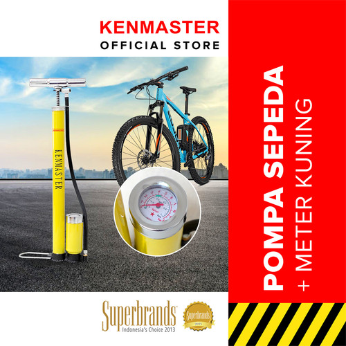 [EZM.2501104] Kenmaster Pompa Sepeda Tabung + Meteran Kuning / Pompa Ban Sepeda / Pompa Balon / Air Pump