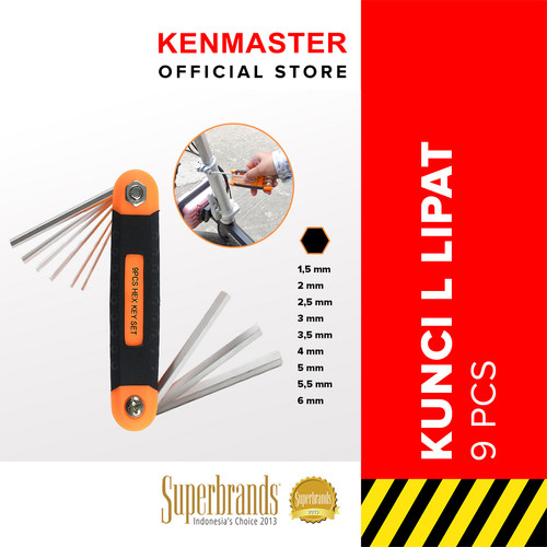 [EZM.2501119] Kenmaster Kunci L Lipat 9 Pcs Crum