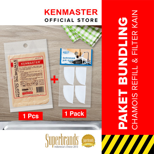 [EZM.2501147] PAKET HEMAT - Saringan Air Kain + Plas Chamois Refill Kenmaster / Pembersih / Saringan Kain / Lap Dapur